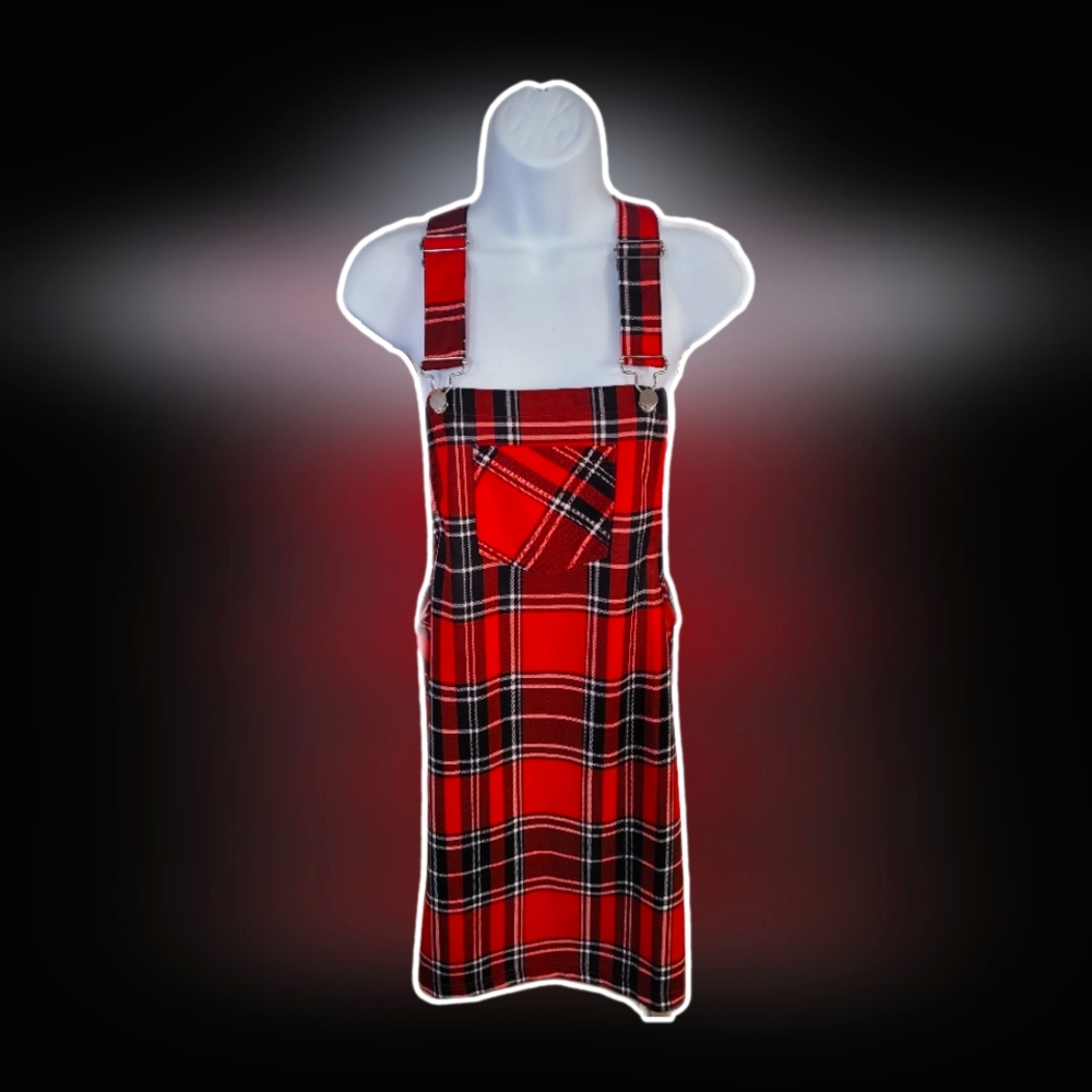 FashionNova Women's Chasing a Feeling Skirtail NWT Overalls Plaid Red Size Large